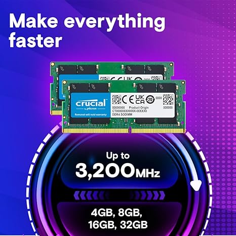 Crucial Laptop 16GB Kit (8GBx2) DDR4-3200 SODIMM