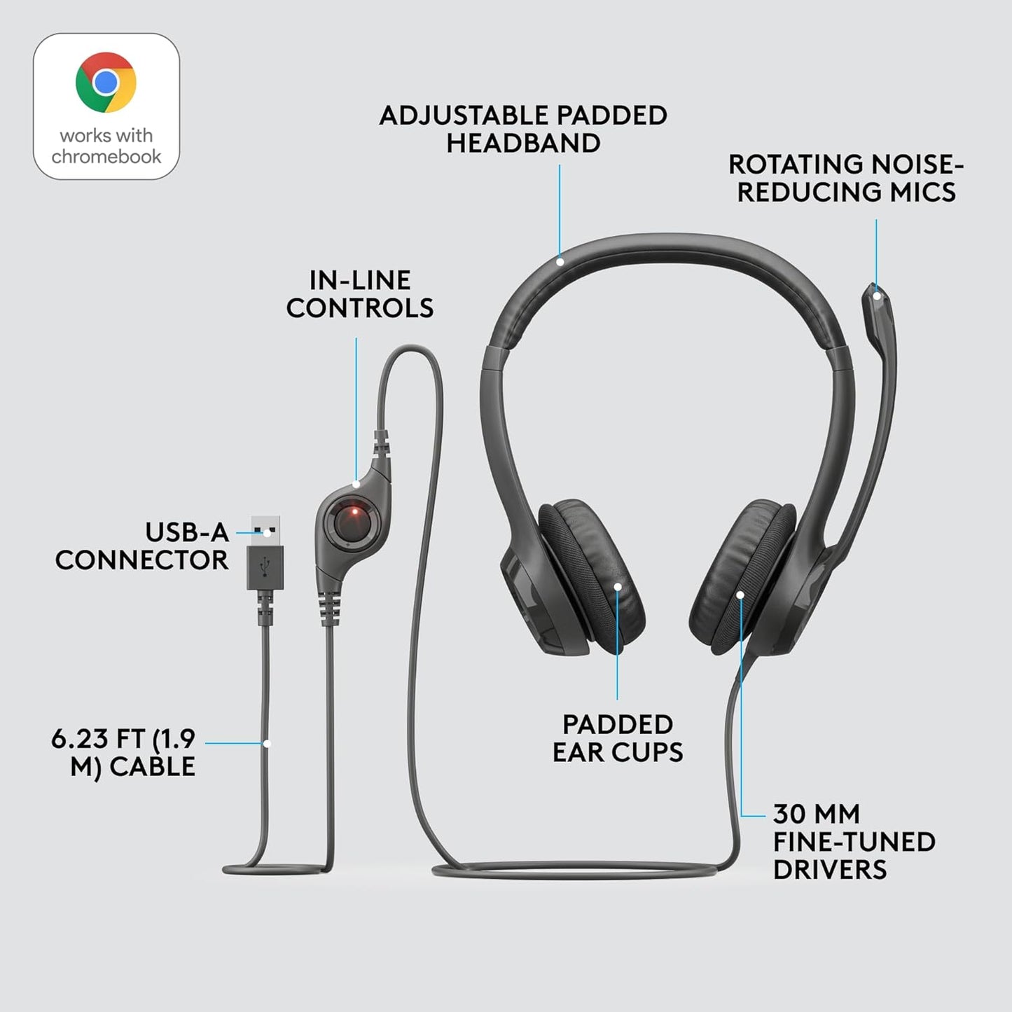 Logitech USB Headset H390 (Black)