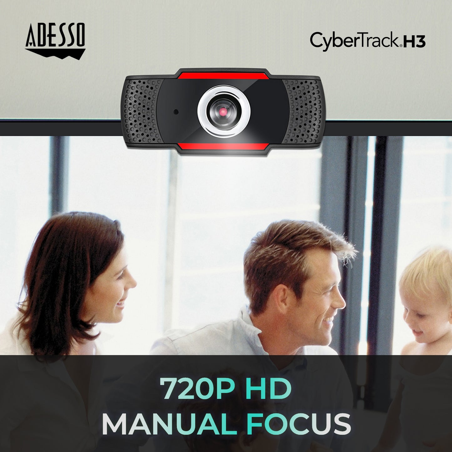 Adesso CyberTrack H3 720p USB Webcam with Built-in Microphone