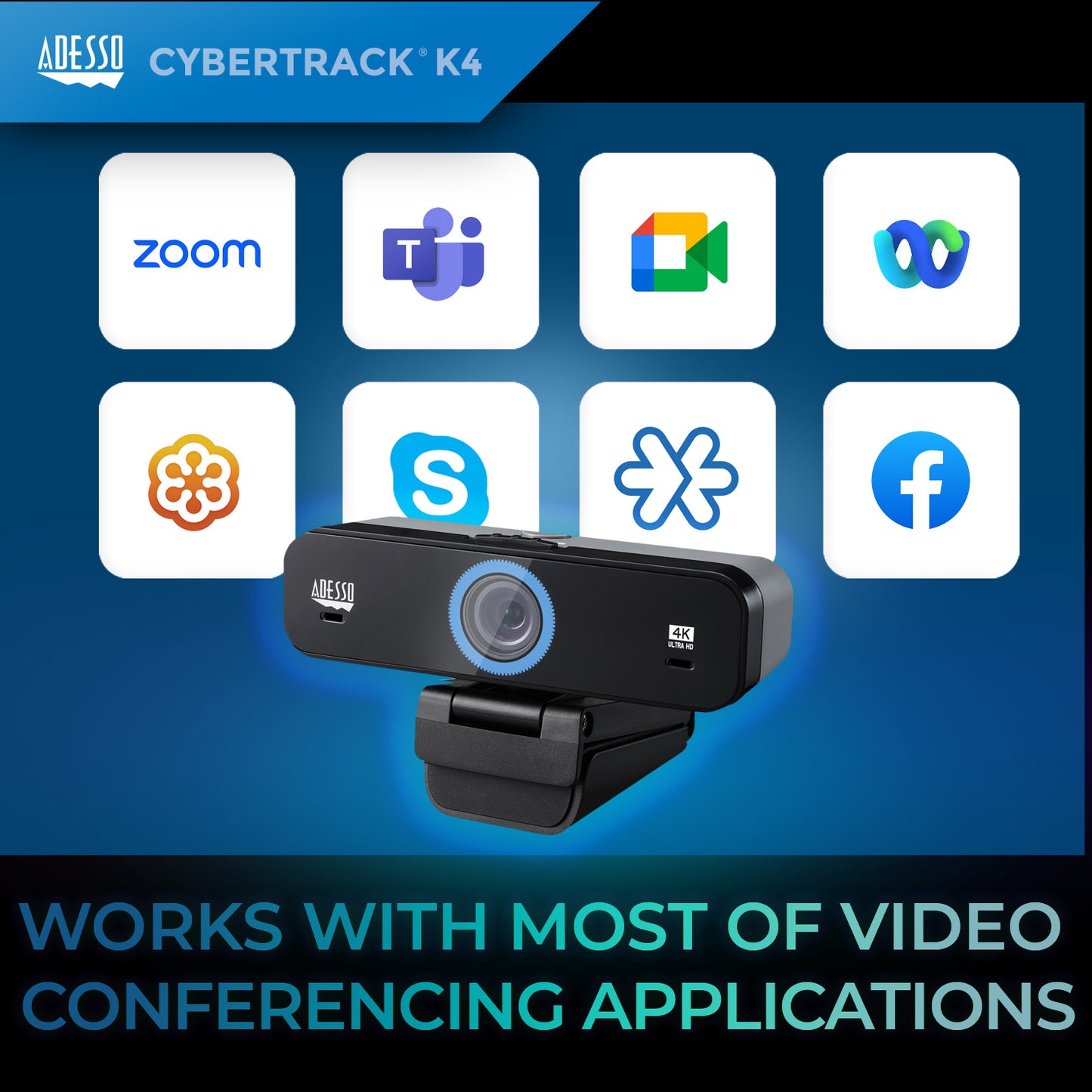 Adesso CyberTrack K4 Ultra HD Fixed Focus Webcam