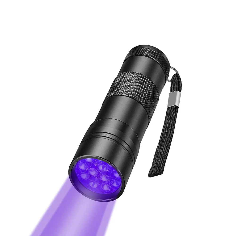12 LED 395nm UV Handheld Waterproof Blacklight Flashlight – Mini Black Light Torch for Pet Urine Stain Detection, Leak Inspection & Fluorescent Detection