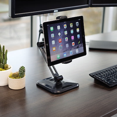 Adjustable Tablet Stand with Arm - Pivoting - Wall-Mountable