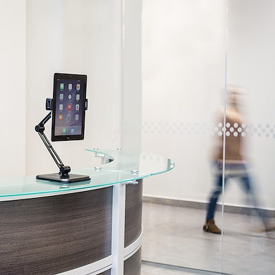 Adjustable Tablet Stand with Arm - Pivoting - Wall-Mountable