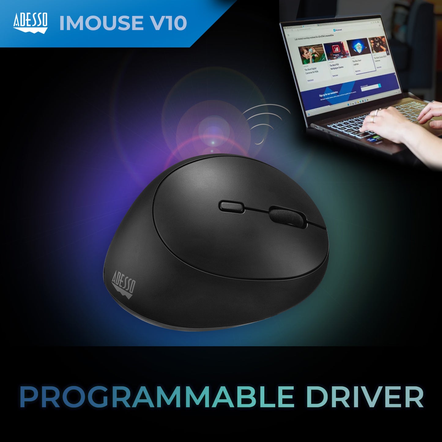 2.4 GHz Wireless Vertical Ergonomic Mouse - Adesso