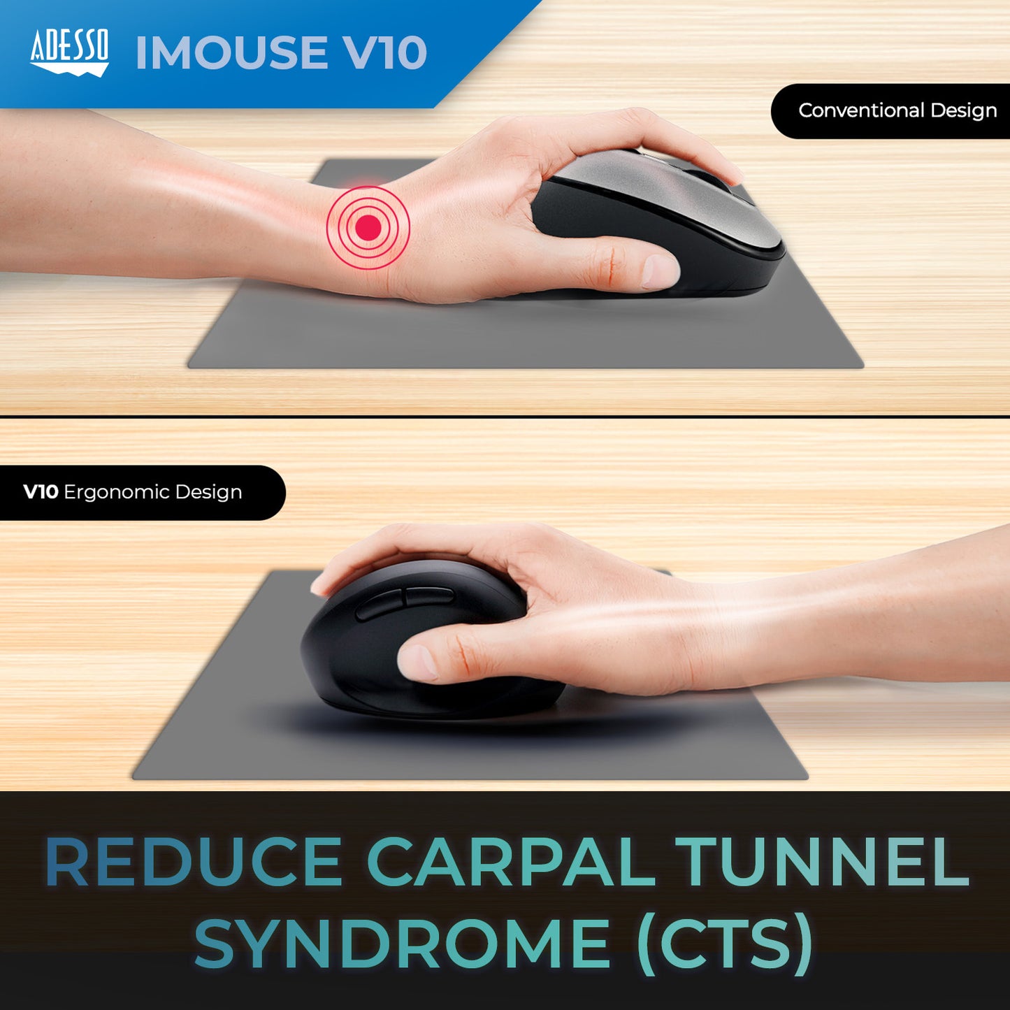 2.4 GHz Wireless Vertical Ergonomic Mouse - Adesso