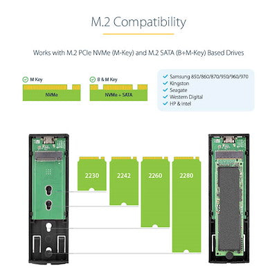 M.2 PCIe NVMe/M.2 SATA SSD USB Enclosure