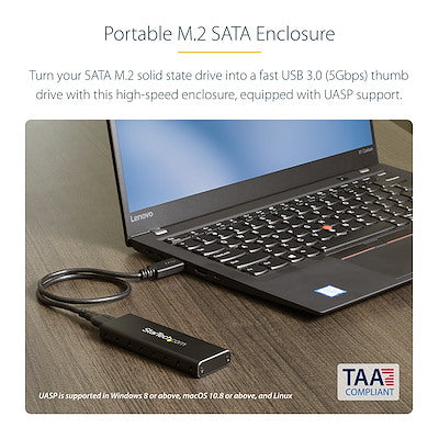 M.2 SSD Enclosure for M.2 SATA ssd- USB 3.0 (5Gbps) with UASP - TAA