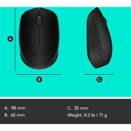 Logitech M170 Wireless Mouse (Black)