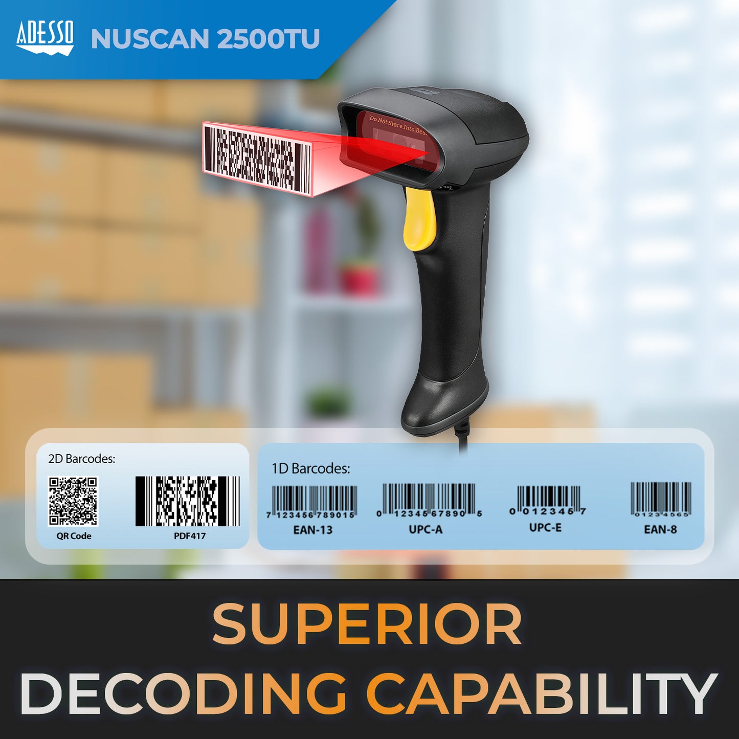NuScan 2500TU Spill Resistant Antimicrobial 2D Barcode Scanner