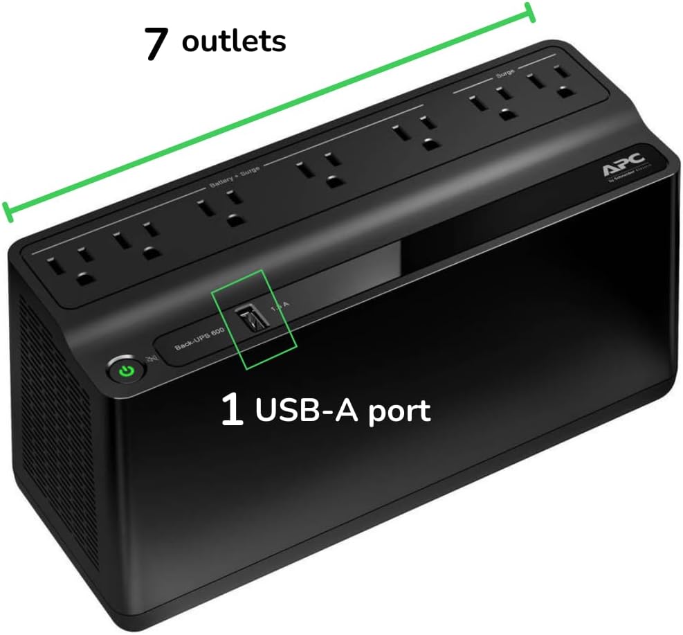 APC Back-UPS 600VA UPS Battery Backup (BE600M1)