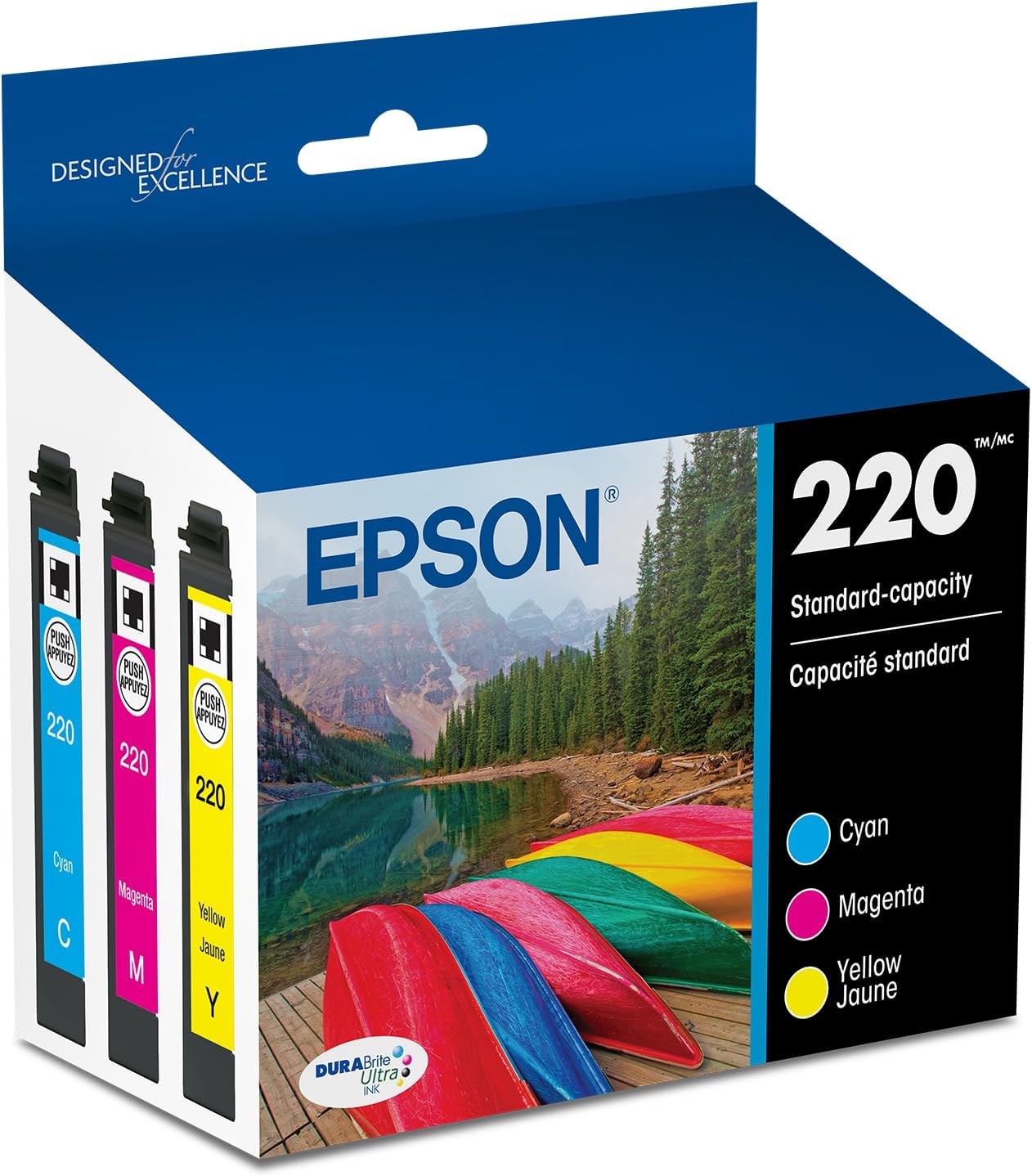 Epson 220, Color Ink Cartridges, C/M/Y 3-Pack (T220520)