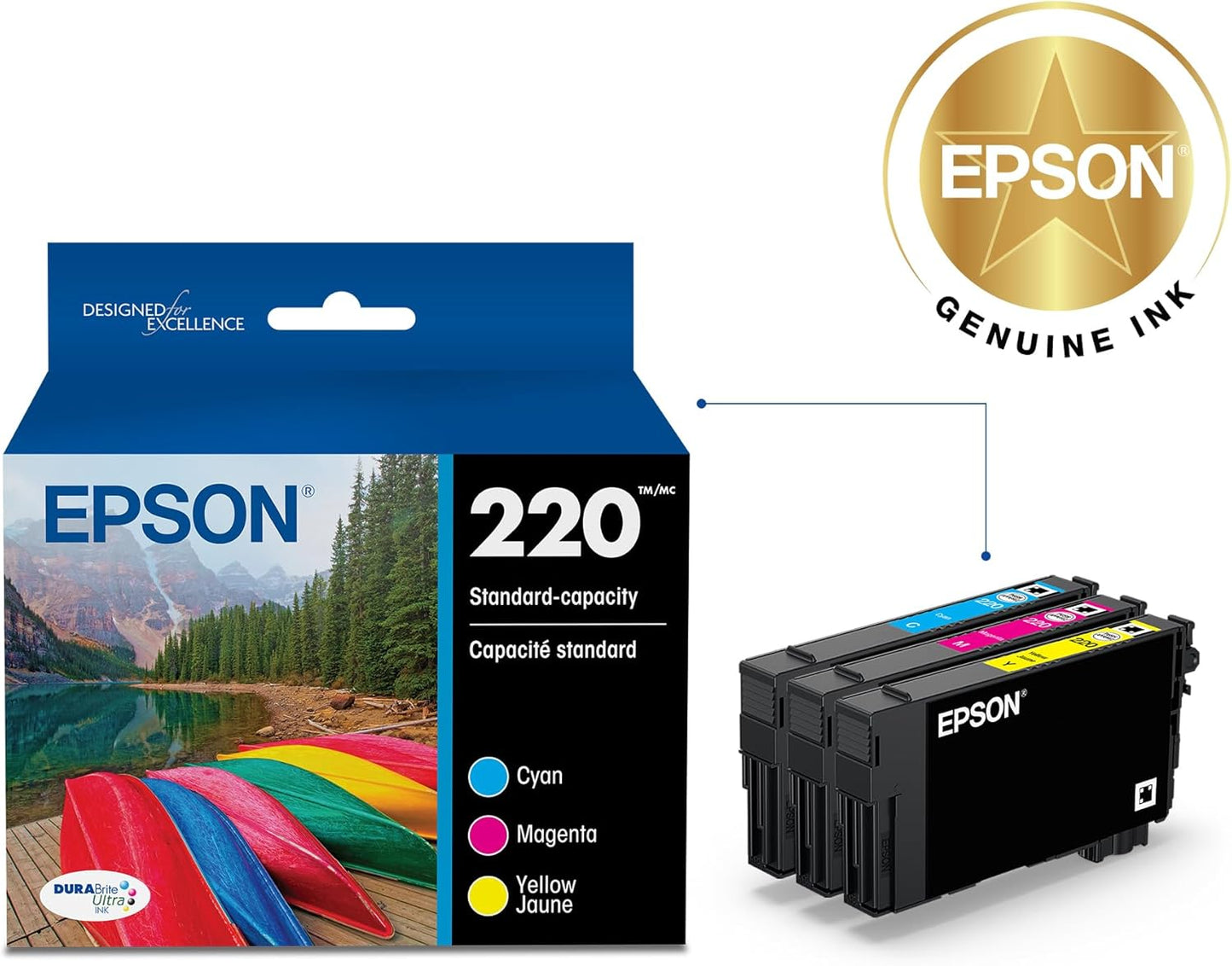 Epson 220, Color Ink Cartridges, C/M/Y 3-Pack (T220520)