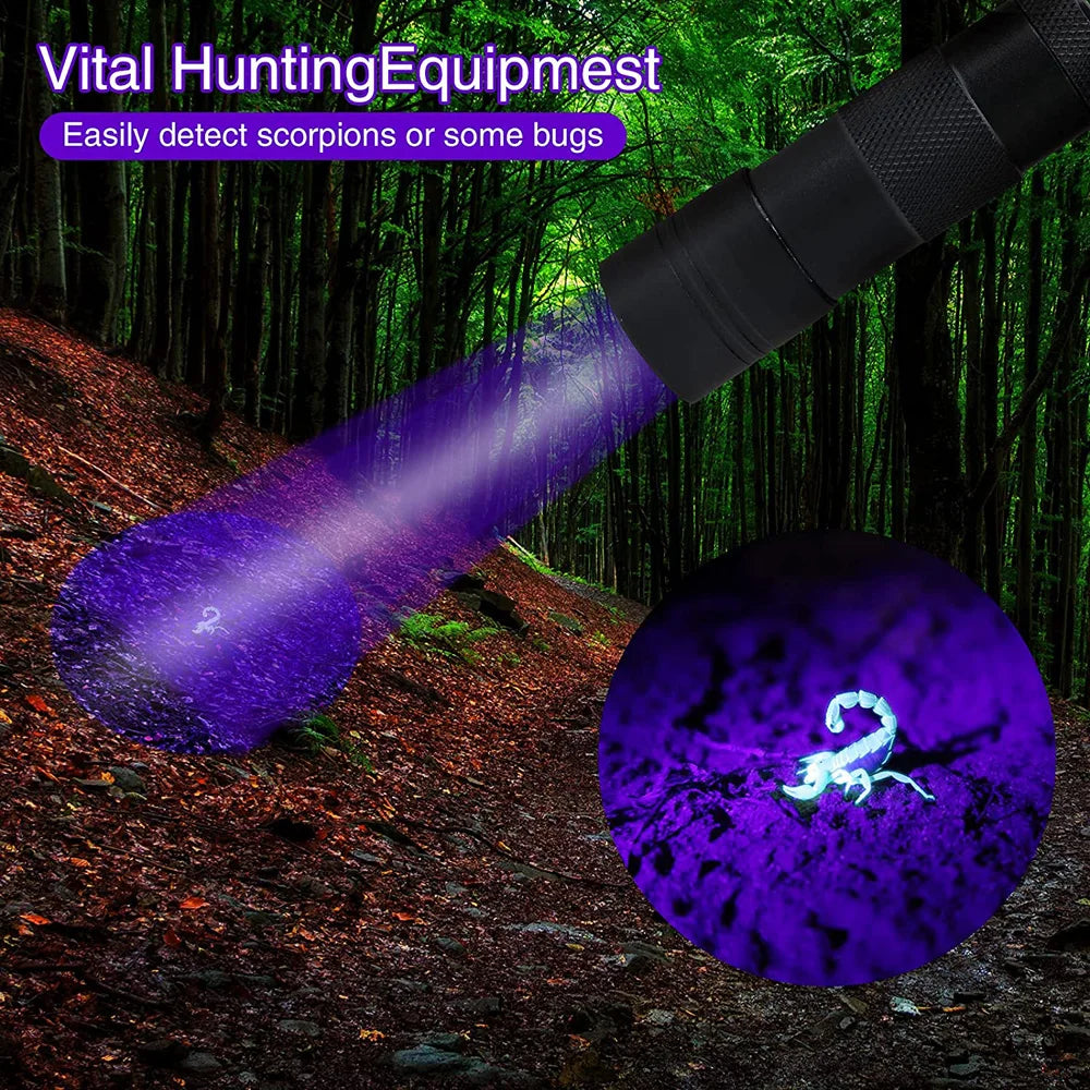12 LED 395nm UV Handheld Waterproof Blacklight Flashlight – Mini Black Light Torch for Pet Urine Stain Detection, Leak Inspection & Fluorescent Detection