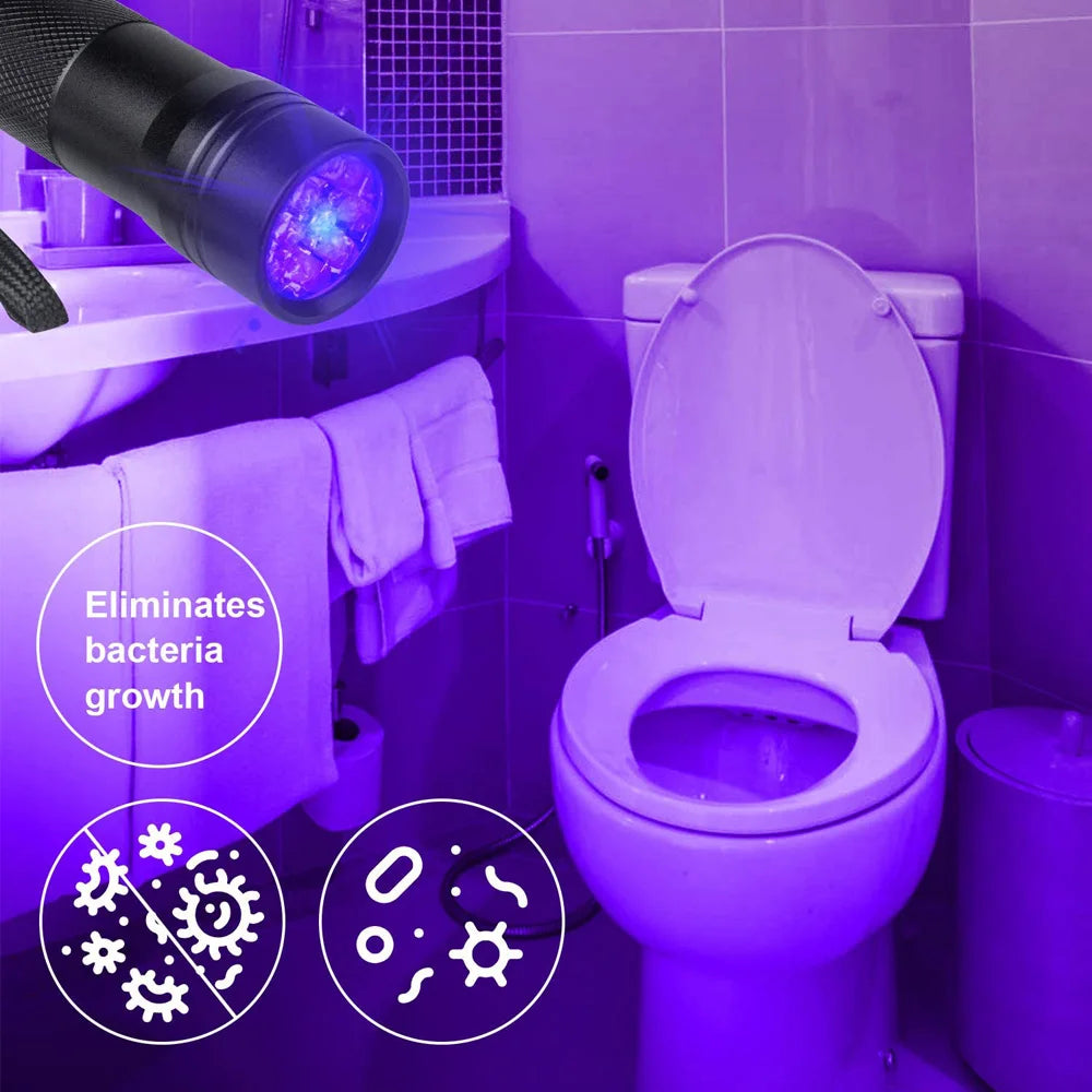 12 LED 395nm UV Handheld Waterproof Blacklight Flashlight – Mini Black Light Torch for Pet Urine Stain Detection, Leak Inspection & Fluorescent Detection