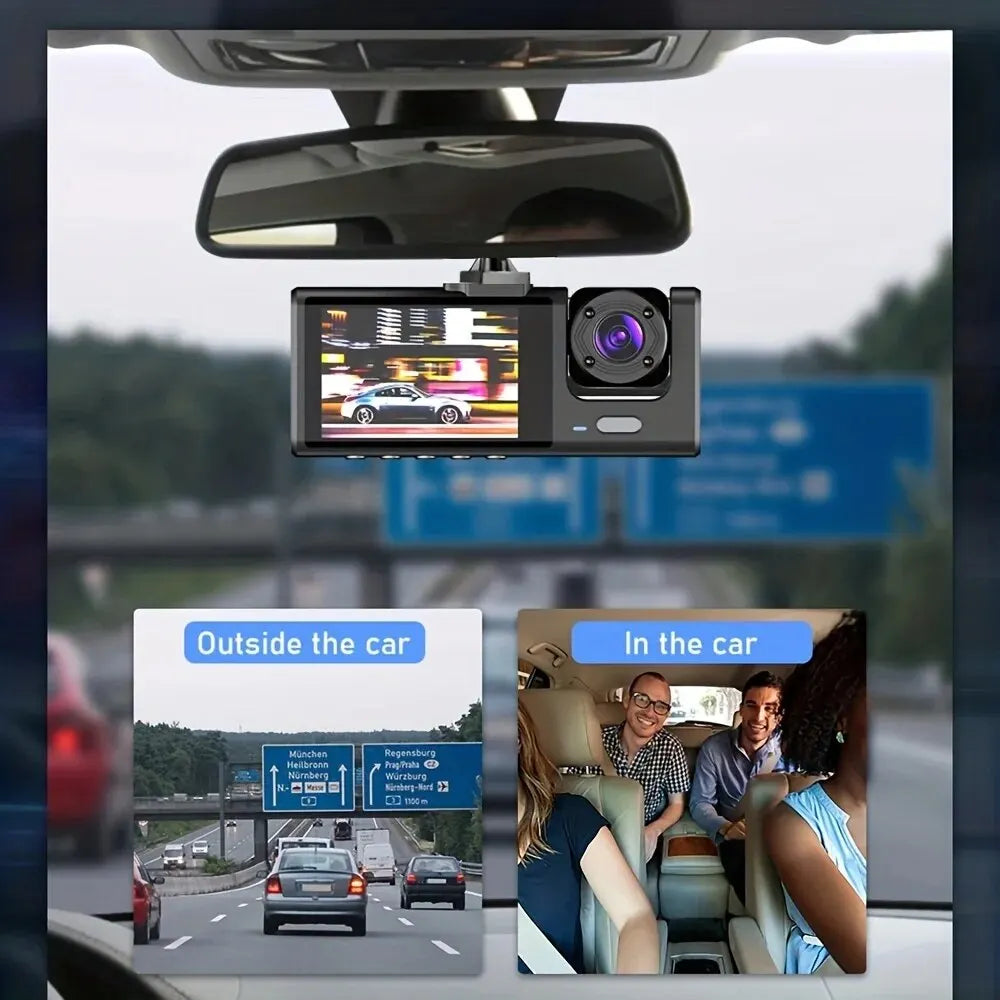 1080P Dual Dash Cam for Cars – Front & Interior Camera with IR Night Vision, Wide Angle, Loop Recording, Car DVR Dashboard Camera