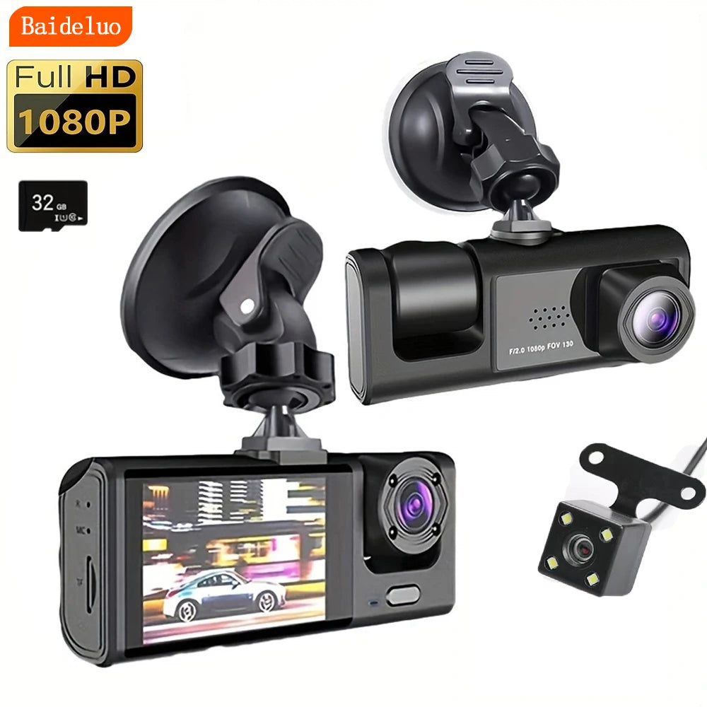 1080P Dual Dash Cam for Cars – Front & Interior Camera with IR Night Vision, Wide Angle, Loop Recording, Car DVR Dashboard Camera