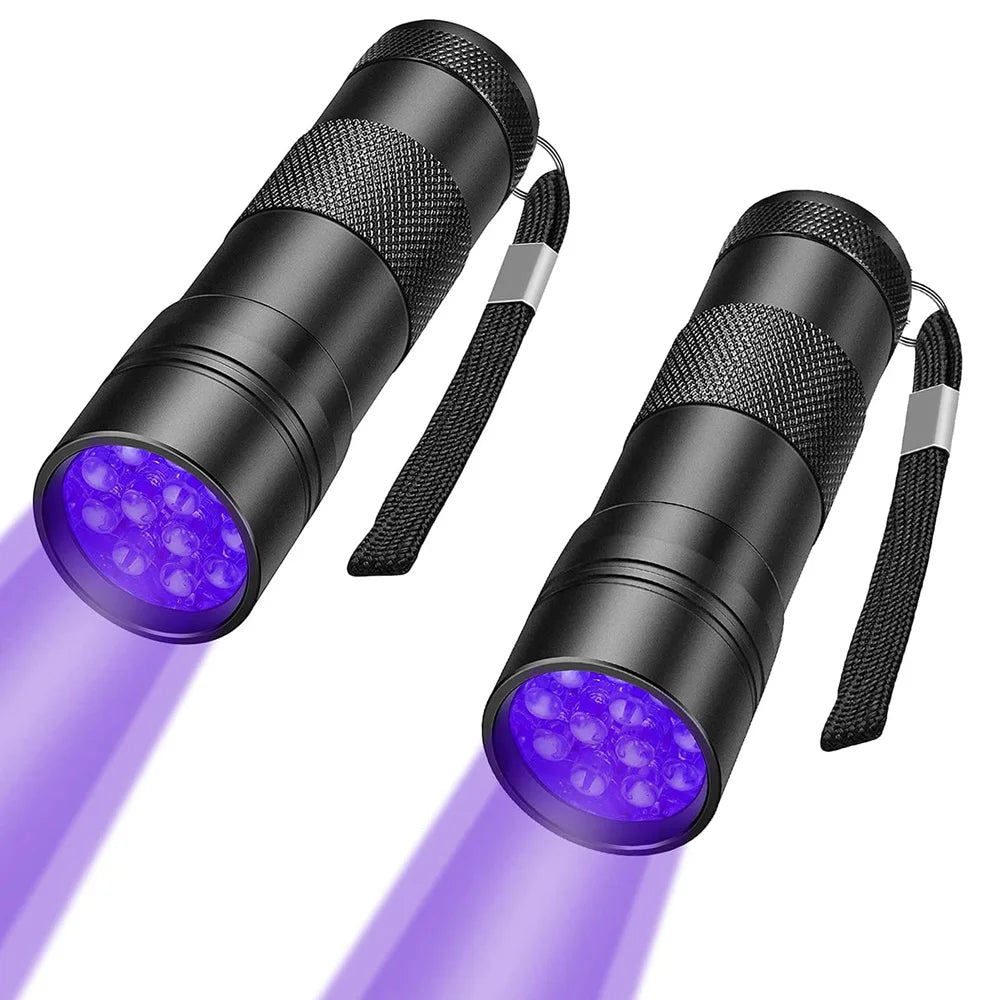 12 LED 395nm UV Handheld Waterproof Blacklight Flashlight – Mini Black Light Torch for Pet Urine Stain Detection, Leak Inspection & Fluorescent Detection