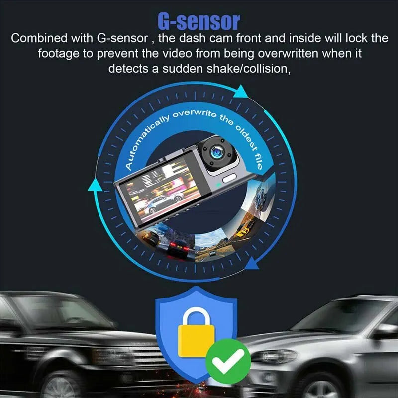 1080P Dual Dash Cam for Cars – Front & Interior Camera with IR Night Vision, Wide Angle, Loop Recording, Car DVR Dashboard Camera