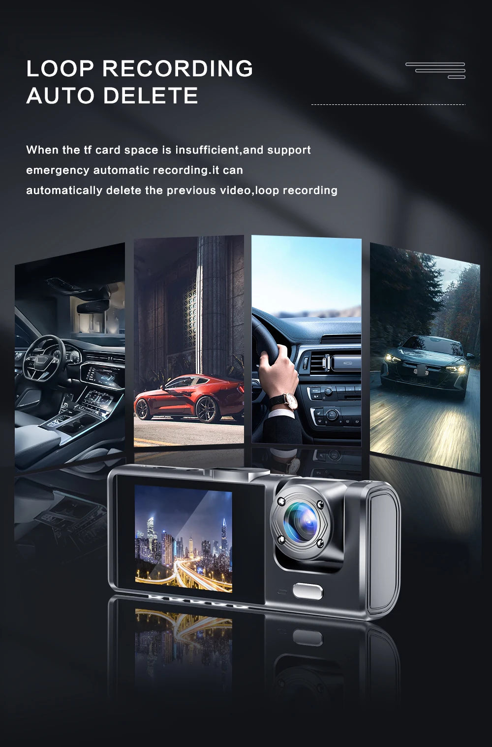 1080P Dual Dash Cam for Cars – Front & Interior Camera with IR Night Vision, Wide Angle, Loop Recording, Car DVR Dashboard Camera
