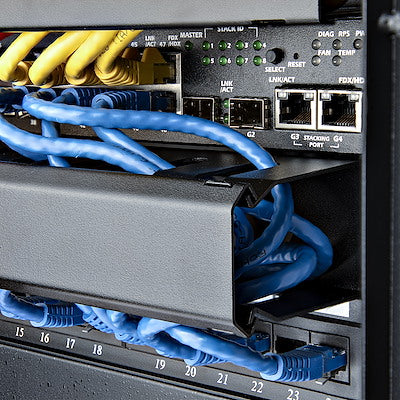 Horizontal 1U Server Rack Cable Management Finger Duct w/ Cover - 19"