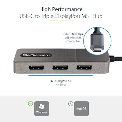 StarTech.com 3-Port USB-C Multi-Monitor Adapter